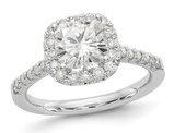 2.15 Carat (ctw) Cushion-Cut Synthetic Moissanite Halo Engagement Ring in 14K White Gold